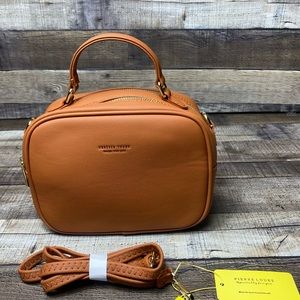 Faux Leather Caramel Double Zipper Purse